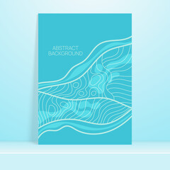 Poster on shelf. Abstract background with liquid organic flowing shapes and freehand drawn form, lines. Vector illustration in pastel colors. Template for booklet, flyer, cover, magazine, invitation.