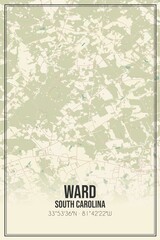 Retro US city map of Ward, South Carolina. Vintage street map.