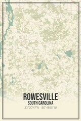 Retro US city map of Rowesville, South Carolina. Vintage street map.