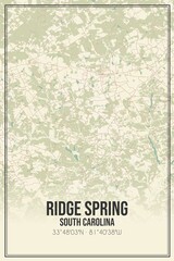 Retro US city map of Ridge Spring, South Carolina. Vintage street map.