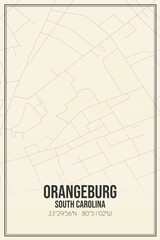 Retro US city map of Orangeburg, South Carolina. Vintage street map.
