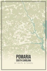 Retro US city map of Pomaria, South Carolina. Vintage street map.