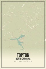 Retro US city map of Topton, North Carolina. Vintage street map.