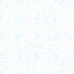 Hand Drawn Snowflakes Christmas Seamless Pattern. Subtle Flying Snow Flakes on chalk snowflakes Background. Alive chalk handdrawn snow overlay. Appealing holiday season decoration.