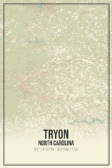 Retro US city map of Tryon, North Carolina. Vintage street map.
