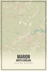 Retro US city map of Marion, North Carolina. Vintage street map.