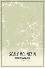 Retro US city map of Scaly Mountain, North Carolina. Vintage street map.