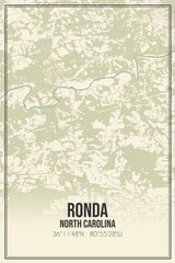 Retro US city map of Ronda, North Carolina. Vintage street map. © Rezona