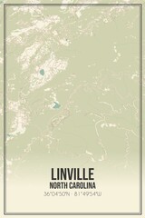 Retro US city map of Linville, North Carolina. Vintage street map.