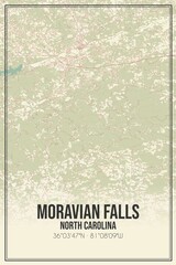 Retro US city map of Moravian Falls, North Carolina. Vintage street map. © Rezona