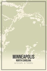 Obraz premium Retro US city map of Minneapolis, North Carolina. Vintage street map.