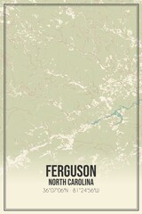 Retro US city map of Ferguson, North Carolina. Vintage street map. © Rezona