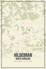 Retro US city map of Hildebran, North Carolina. Vintage street map.