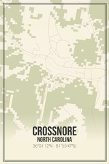 Retro US city map of Crossnore, North Carolina. Vintage street map.