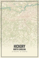 Retro US city map of Hickory, North Carolina. Vintage street map.