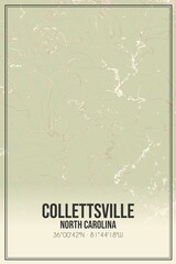 Retro US city map of Collettsville, North Carolina. Vintage street map.