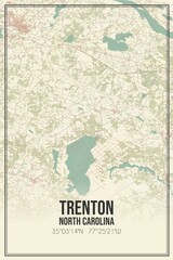 Retro US city map of Trenton, North Carolina. Vintage street map.