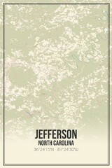 Retro US city map of Jefferson, North Carolina. Vintage street map.