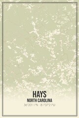 Retro US city map of Hays, North Carolina. Vintage street map. © Rezona