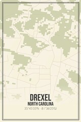 Fototapeta na wymiar Retro US city map of Drexel, North Carolina. Vintage street map.