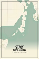 Retro US city map of Stacy, North Carolina. Vintage street map.