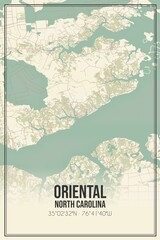 Retro US city map of Oriental, North Carolina. Vintage street map.