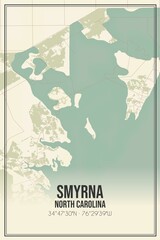 Retro US city map of Smyrna, North Carolina. Vintage street map.