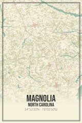 Retro US city map of Magnolia, North Carolina. Vintage street map.