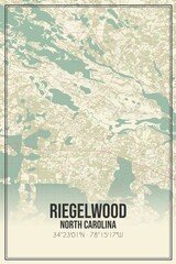 Retro US city map of Riegelwood, North Carolina. Vintage street map.