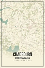 Retro US city map of Chadbourn, North Carolina. Vintage street map.