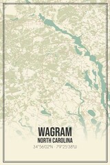 Retro US city map of Wagram, North Carolina. Vintage street map.