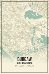 Retro US city map of Burgaw, North Carolina. Vintage street map.
