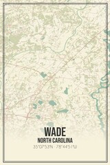 Retro US city map of Wade, North Carolina. Vintage street map.