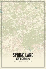 Retro US city map of Spring Lake, North Carolina. Vintage street map.