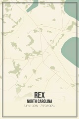 Retro US city map of Rex, North Carolina. Vintage street map.