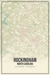 Retro US city map of Rockingham, North Carolina. Vintage street map.