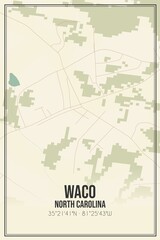 Retro US city map of Waco, North Carolina. Vintage street map.