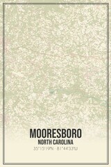 Retro US city map of Mooresboro, North Carolina. Vintage street map.