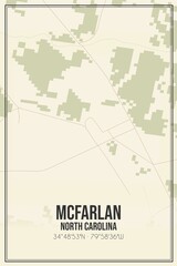 Retro US city map of McFarlan, North Carolina. Vintage street map.