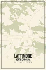 Retro US city map of Lattimore, North Carolina. Vintage street map.