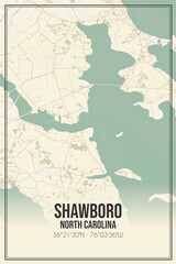 Retro US city map of Shawboro, North Carolina. Vintage street map.