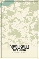Retro US city map of Powellsville, North Carolina. Vintage street map.