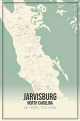 Retro US city map of Jarvisburg, North Carolina. Vintage street map.