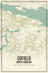 Retro US city map of Cofield, North Carolina. Vintage street map.