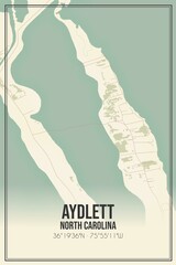 Retro US city map of Aydlett, North Carolina. Vintage street map.