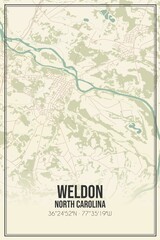 Retro US city map of Weldon, North Carolina. Vintage street map.