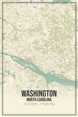 Retro US city map of Washington, North Carolina. Vintage street map.