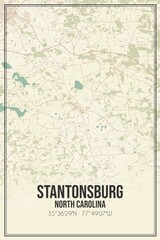 Retro US city map of Stantonsburg, North Carolina. Vintage street map.