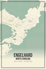 Retro US city map of Engelhard, North Carolina. Vintage street map.