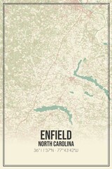 Retro US city map of Enfield, North Carolina. Vintage street map.
